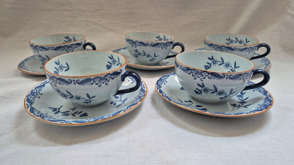 5x Rorstrand Ostindia Thee Kop en schotels 9 cm, Ophalen of Verzenden, Zo goed als nieuw, Overige stijlen, Kop(pen) en/of Schotel(s)