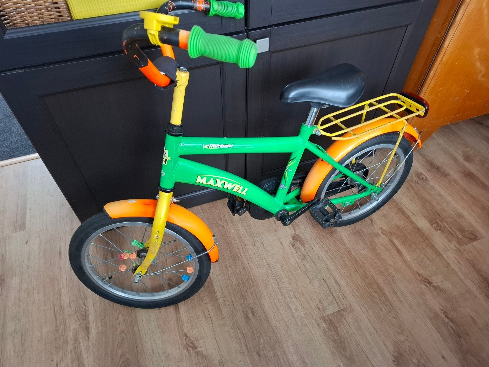 Maxwell kinderfiets 16 inch - Groen/Oranje, Fietsen en Brommers, Ophalen, Terugtraprem, Maxwell, 16 tot 20 inch