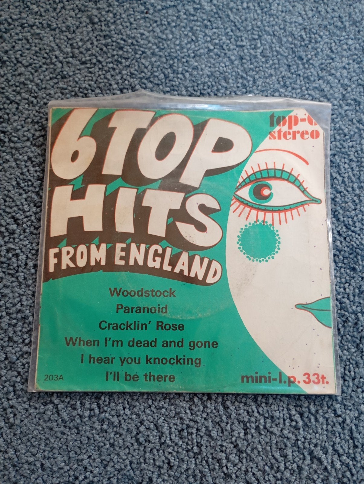 Vintage 6 Top Hits Woodstock Mini l.p.33 t, Ophalen of Verzenden, Zo goed als nieuw, Pop