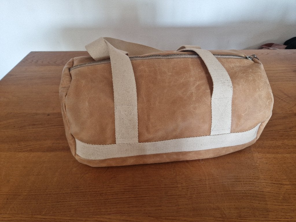 Ruime cognac leren bowlingtas van Snekkerbuks, Ophalen of Verzenden, Zo goed als nieuw, Bruin, Shopper