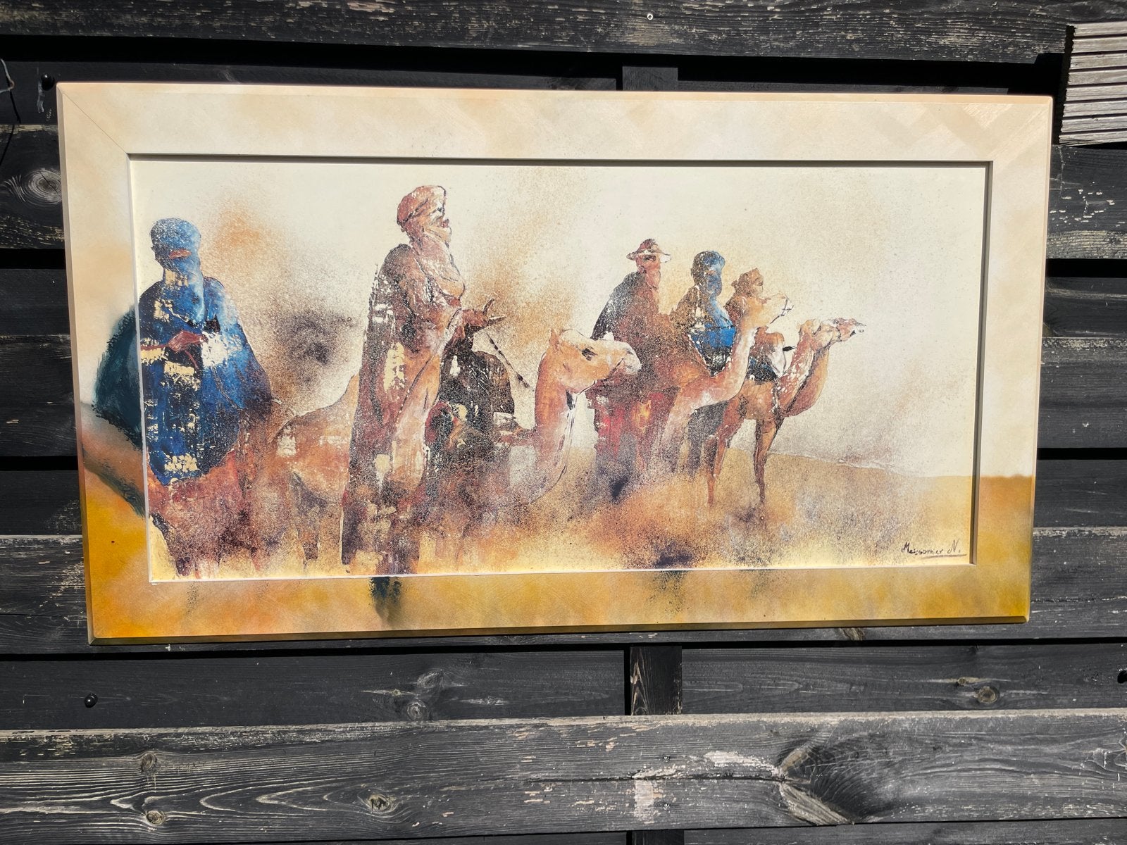 Schilderij 'Woestijnkaravaan' - N. Meissonnier, Antiek en Kunst, Ophalen, Doek, Realistisch, Gesigneerd