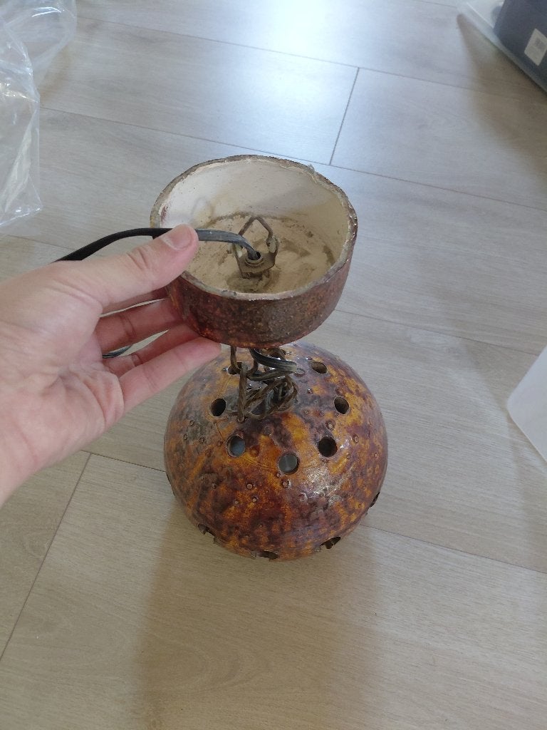 Lamp van keramiek, Ophalen, Gebruikt, Jaren 70, Bruin