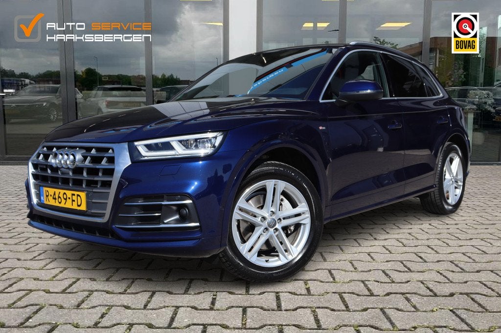 Audi Q5 2.0 TFSI Quattro S-Line | Trekhaak | 360 Camera | AC, Automaat, Gebruikt, 4 cilinders, Blauw