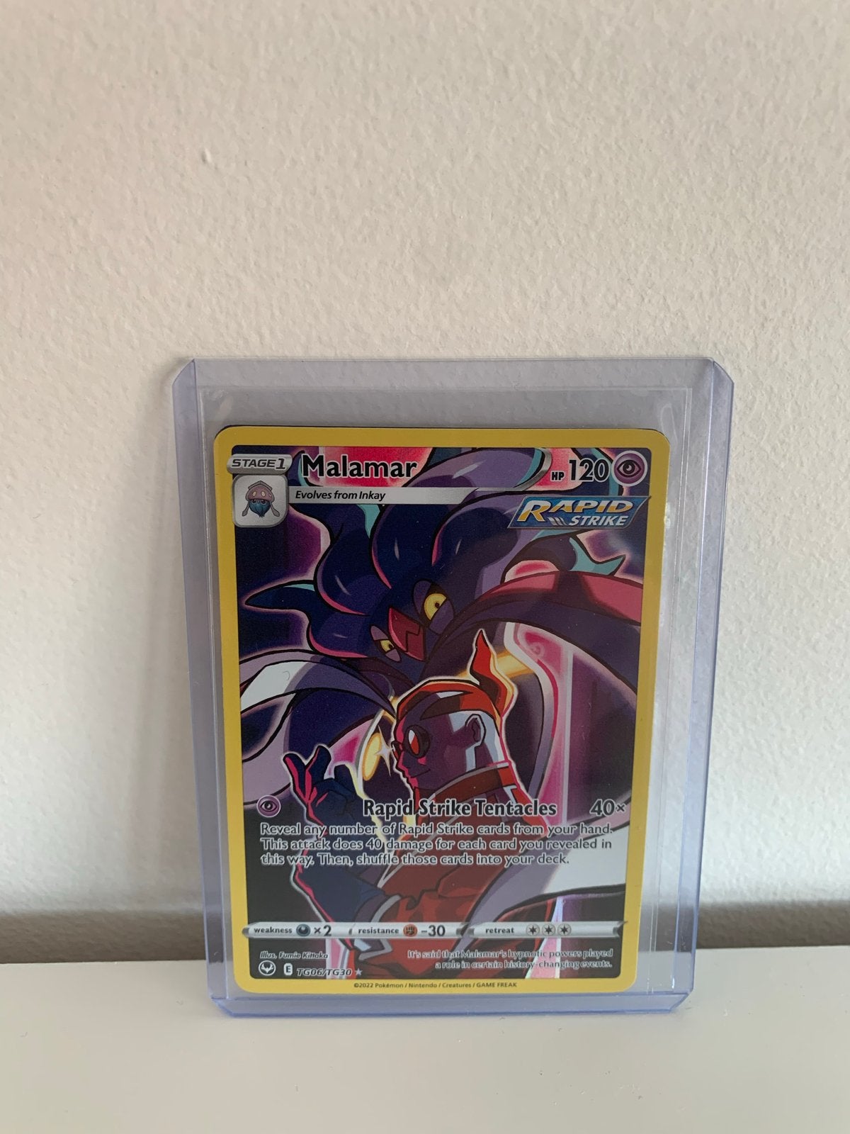 Malamar Rapid Strike Pokémon Kaart - Full Art Holo Rare, Ophalen of Verzenden, Zo goed als nieuw, Losse kaart