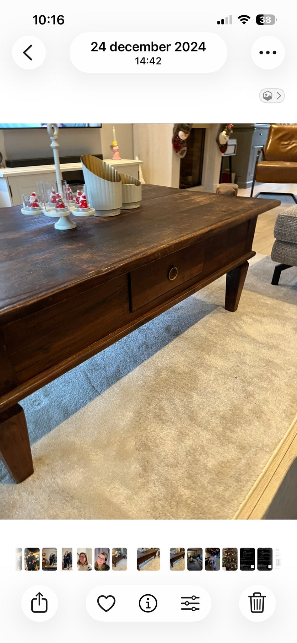 Oude Teak Houten Spaanse Salontafel met Lade, Ophalen