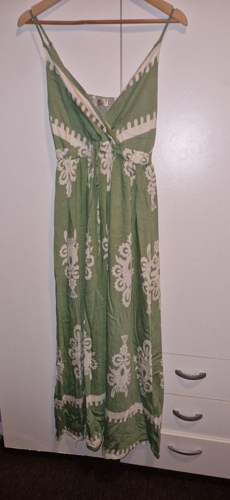 Zomerjurk Emma & Ashley Design maat S/M groen met wit patroo, Kleding | Dames, Maat 38/40 (M), Ophalen of Verzenden, Zo goed als nieuw