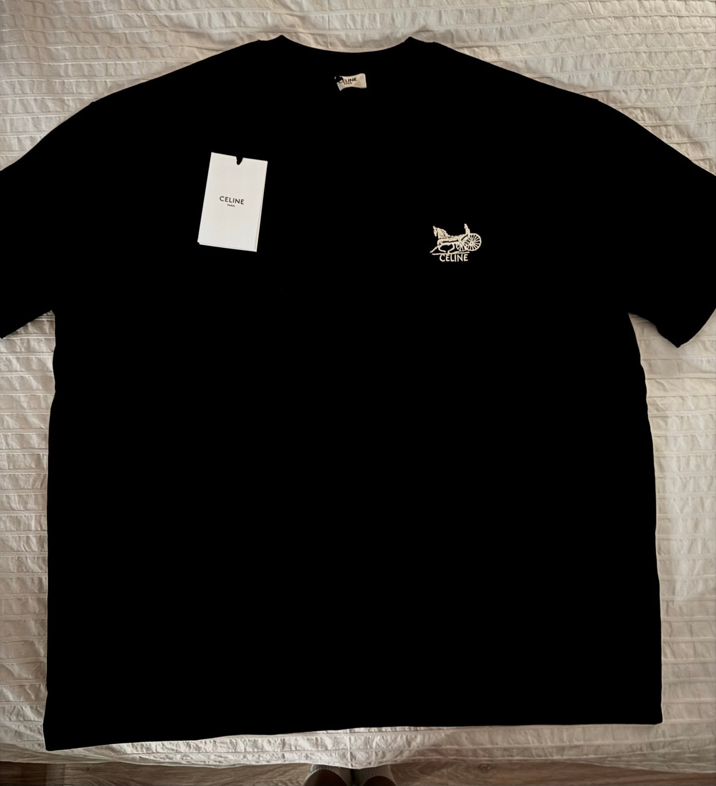 Celine Zwart T-shirt met logo, Kleding | Heren, T-shirts, Ophalen of Verzenden, Nieuw, Maat 52/54 (L), Zwart