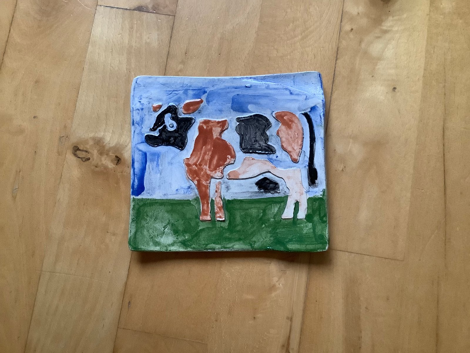 Koe op gebakken tegel, keramiek. Het Bakhuis, Epe. Leuk., Ophalen of Verzenden