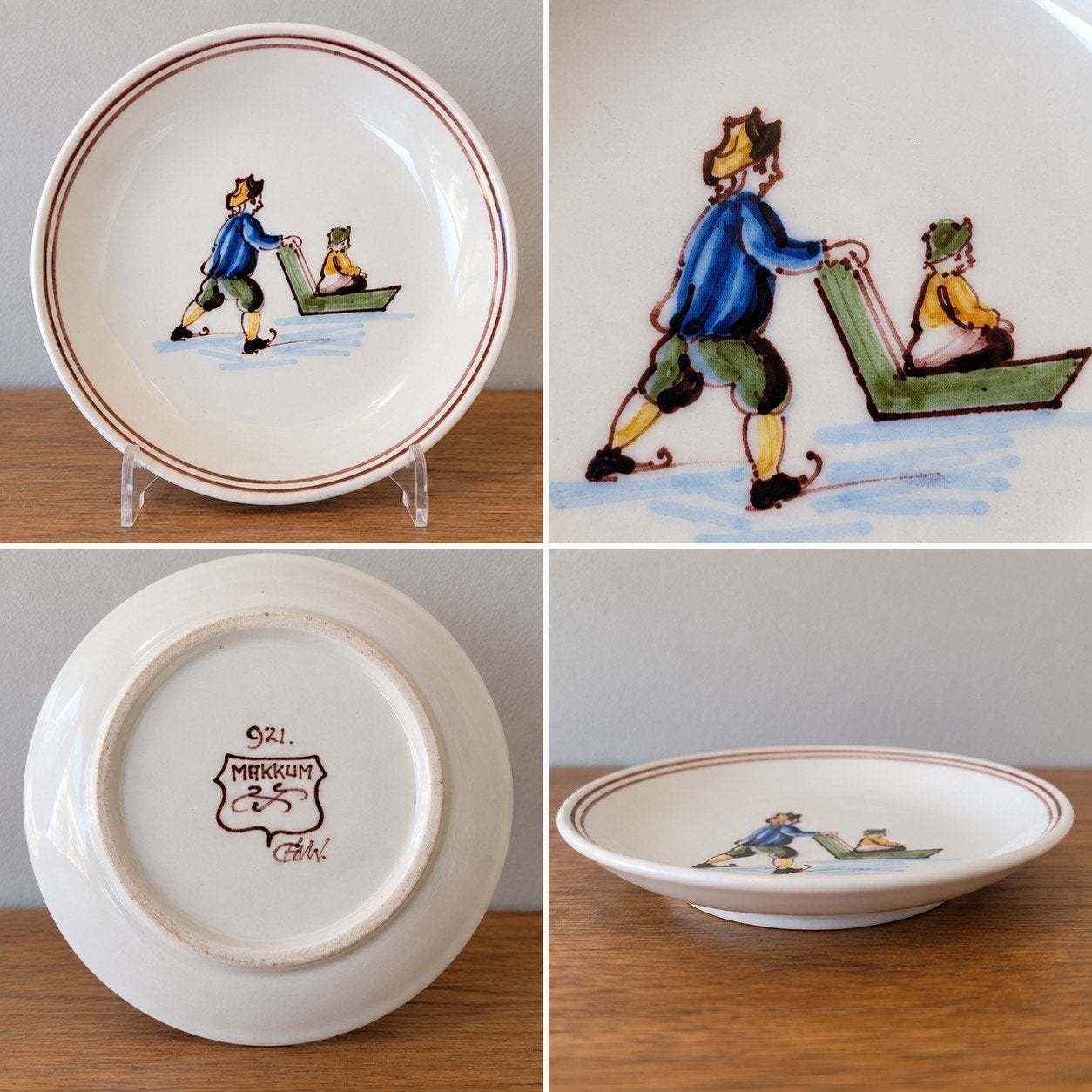 Makkumer aardewerk wandbord / sierbord – decor met kikker en, Ophalen of Verzenden