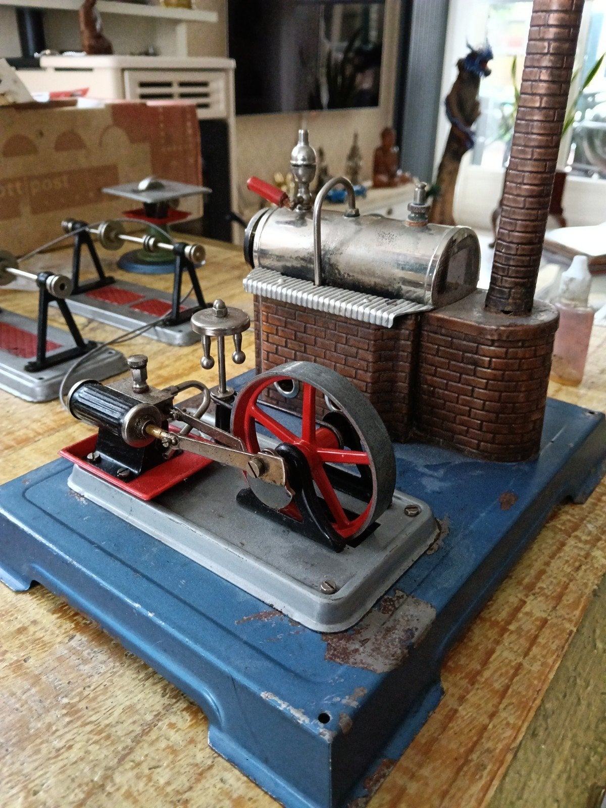 Vintage Wilesco stoommachine met transmissie, Ophalen of Verzenden