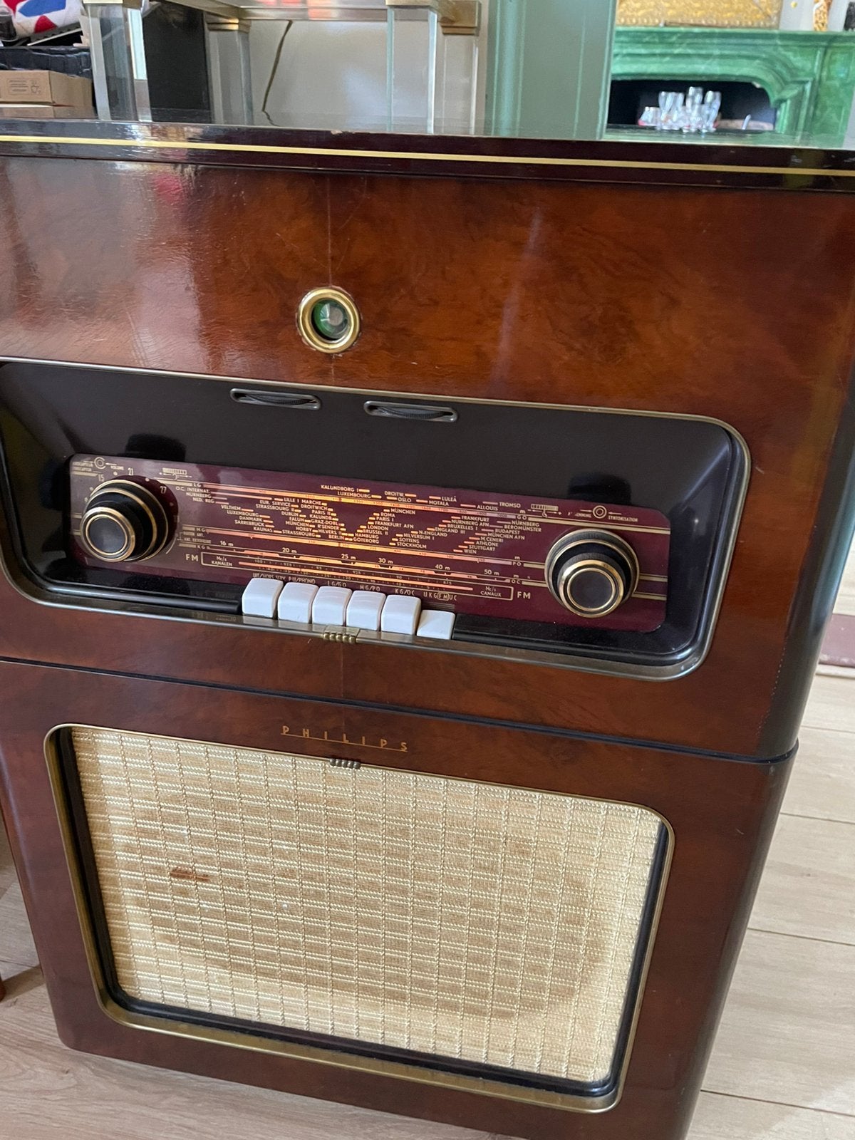 Vintage philips radio-platenspeler, Antiek en Kunst, Ophalen