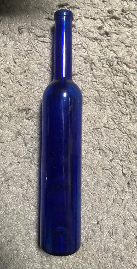 Blauwe glazen fles - Decoratief, Ophalen of Verzenden, Gebruikt
