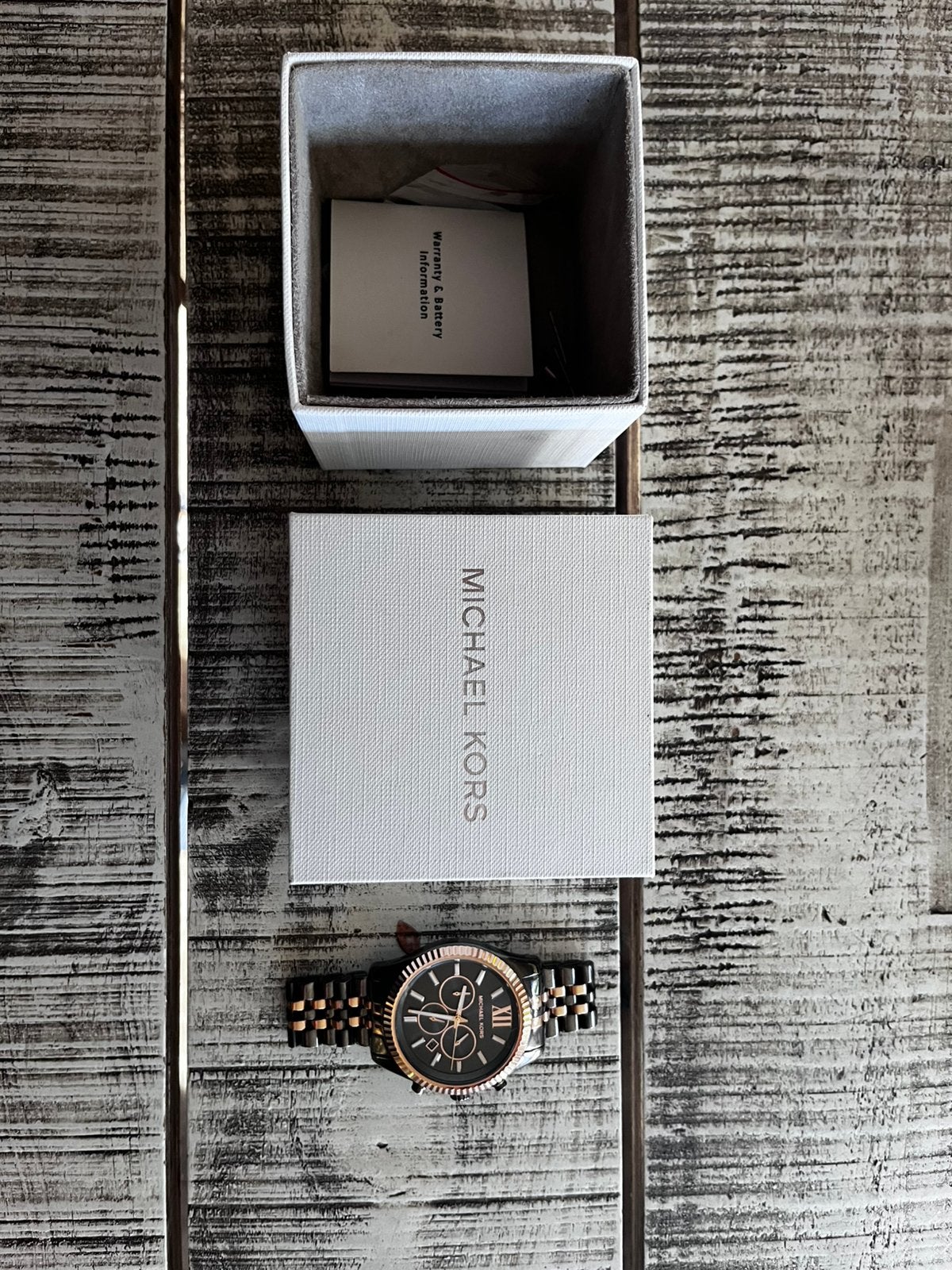 Horloge Michael Kors en bandje Emporio Armini voor mannen, Ophalen of Verzenden, Zo goed als nieuw, Zilver