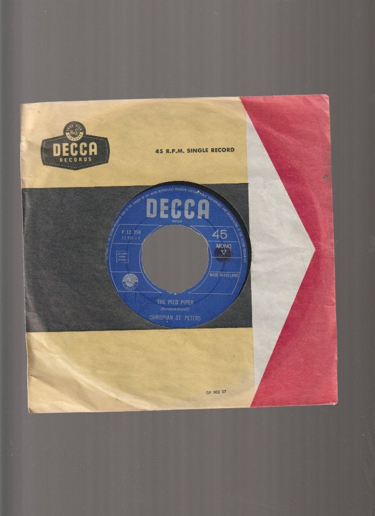 CHRISPIAN  ST.  PETERS  --  THE  PIED  PIPER, Gebruikt, Verzenden, Originele persing, 7 inch