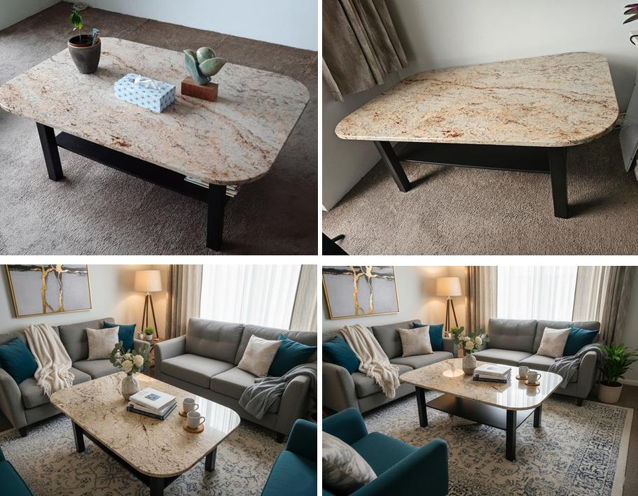 Stunning Granite-Top Accent Table, Ophalen, 100 tot 150 cm, 50 tot 100 cm, Zo goed als nieuw