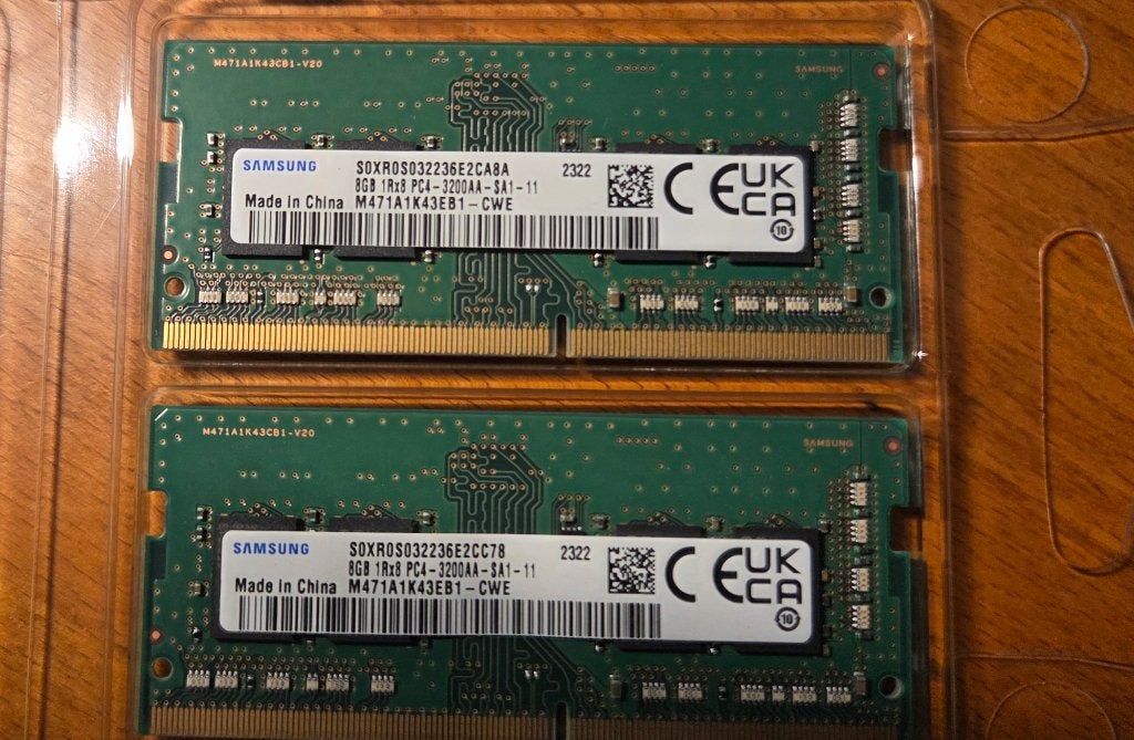 Samsung 2x8GB (16GB) DDR4 3200Mhz sodimm, Computers en Software, RAM geheugen, DDR4, Ophalen of Verzenden, Zo goed als nieuw, Laptop