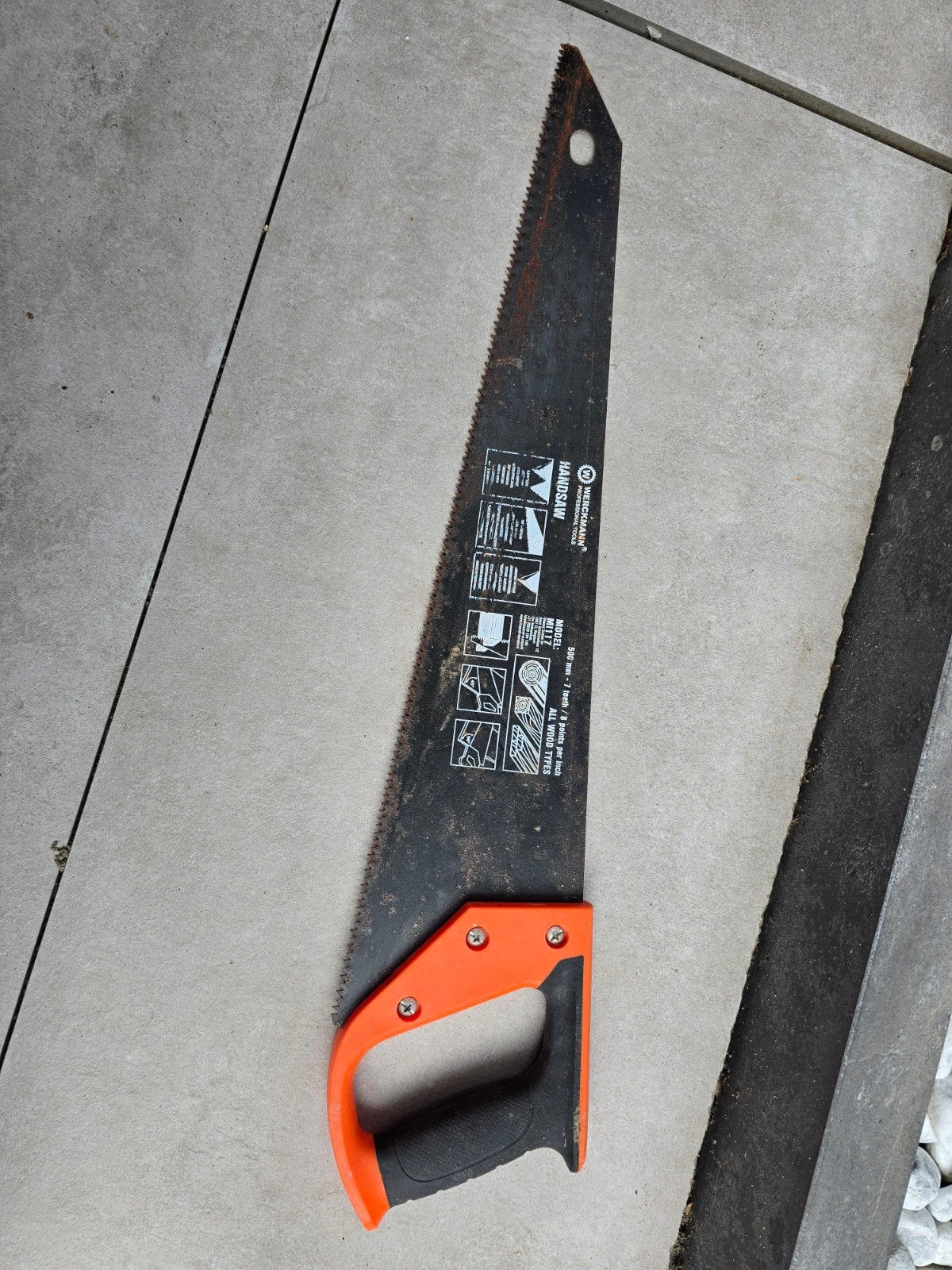 Handzaag 500 mm - 7 tanden/inch - Voor alle houtsoorten, Tuin en Terras, Handzagen, Ophalen, Gebruikt, Handzaag, Onbekend
