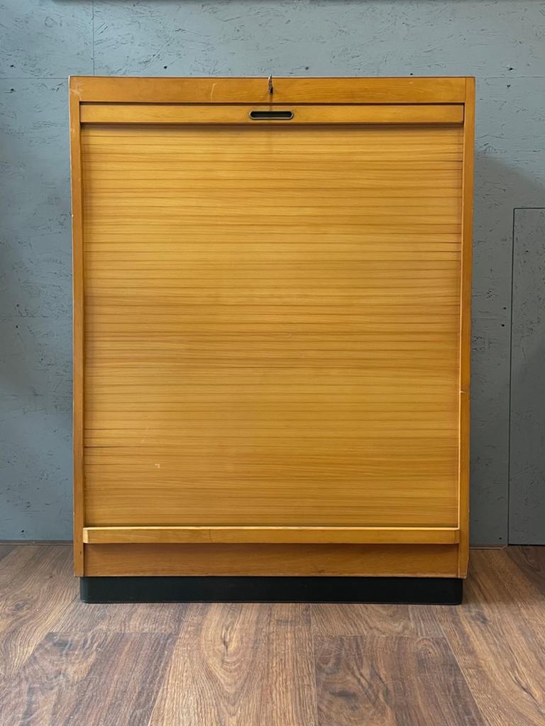 Vintage rolluik kast, van hout, Ophalen, 50 tot 100 cm, Vintage, retro, hout, 25 tot 50 cm