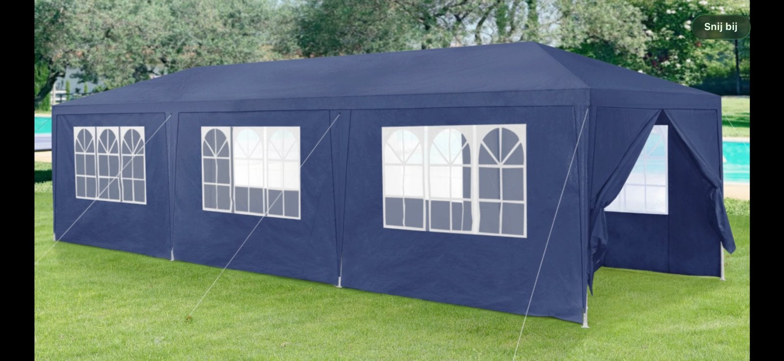 Te huur: grote partytent (9x3 en 6x3), Ophalen, Zo goed als nieuw