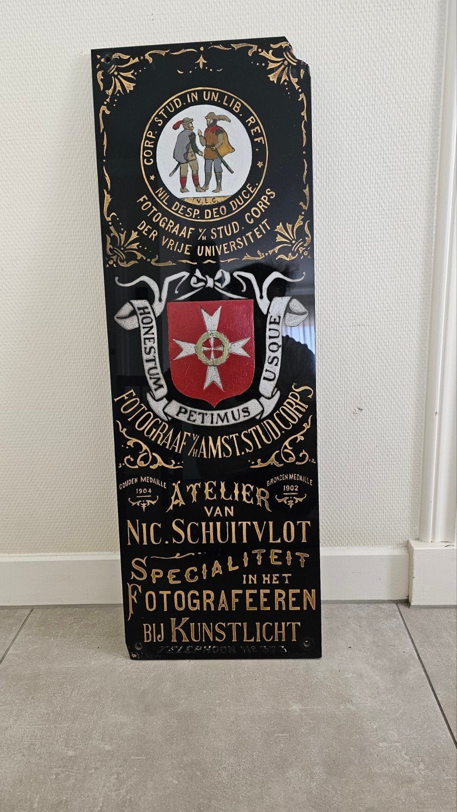 Antiek reclamebord Nic. Schuitvlot Fotograaf Amsterdam, Ophalen
