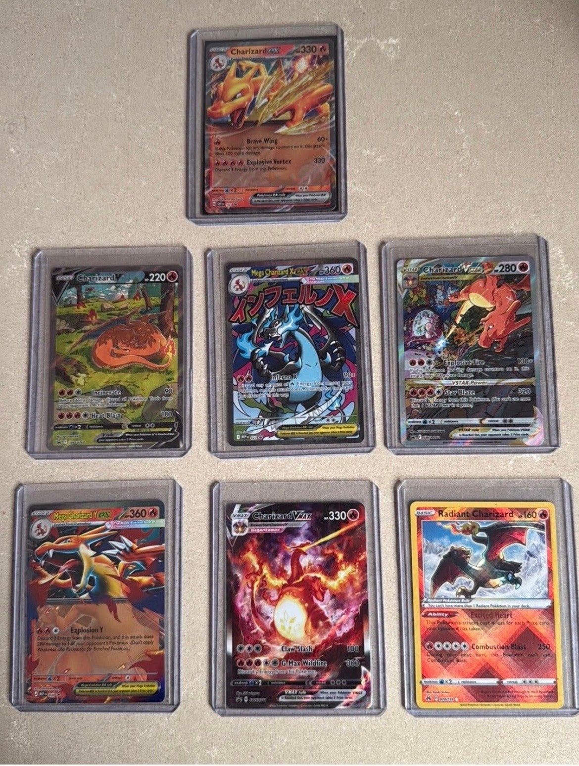 Zeldzame Charizard Pokémon Kaarten Collectie (7 stuks), Ophalen of Verzenden, Zo goed als nieuw, Meerdere kaarten