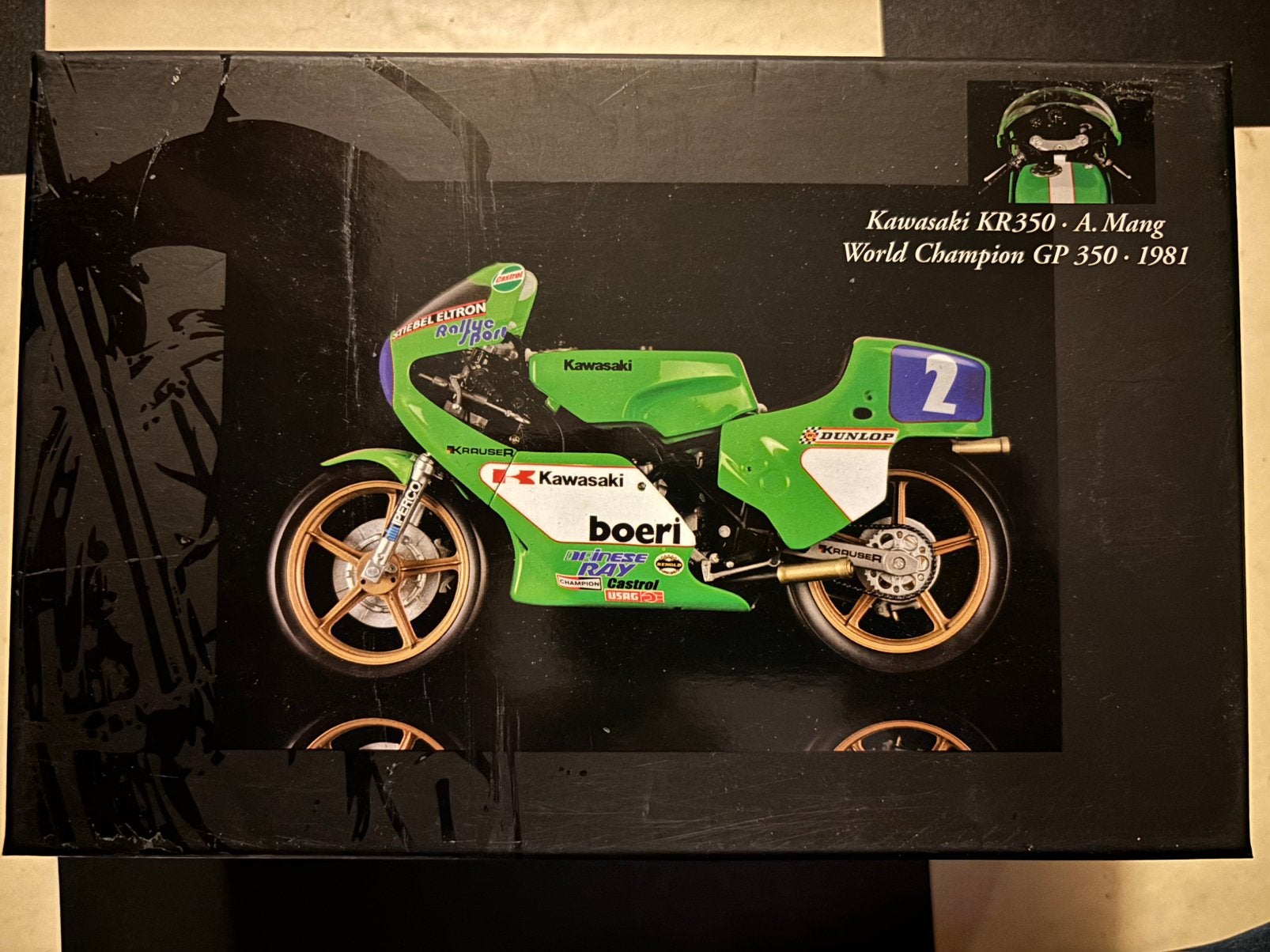 MINICHAMPS KAWASAKI 1/12 KR 350 ANTON MANG KAWA ZELDZAAM, Ophalen of Verzenden, Nieuw, 1:9 t/m 1:12, Motor