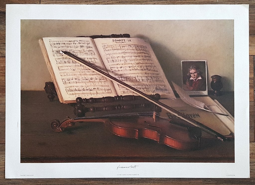 Vintage prent Muziektafereel Franco Betti Culla di armonia, Ophalen, 49 cm, 68 cm, Dagelijks leven