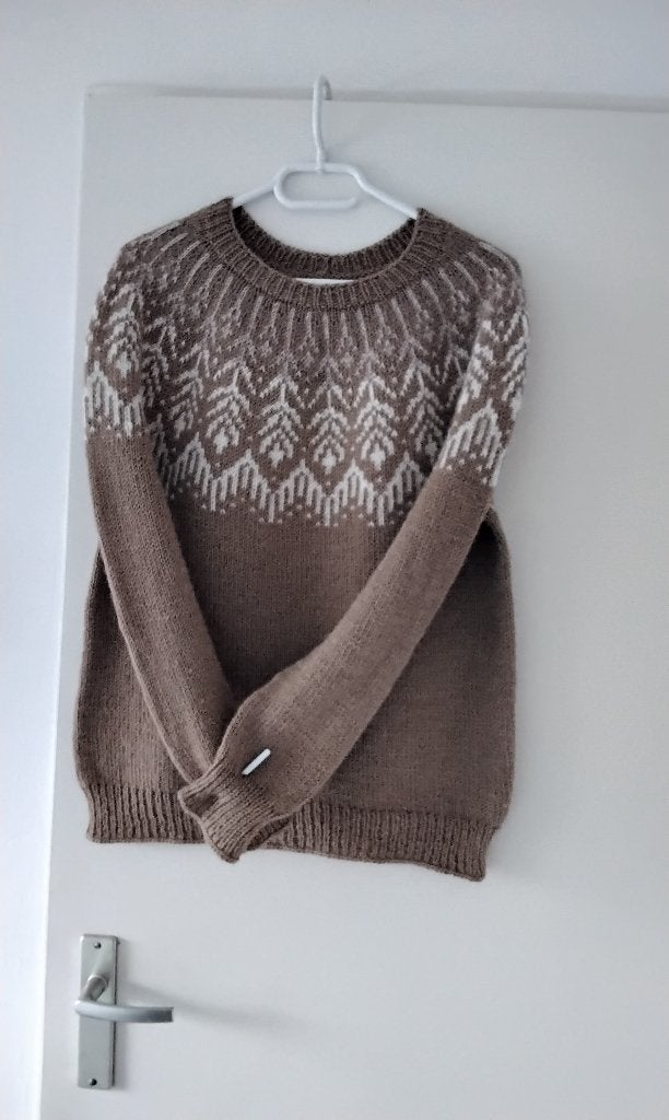 Handgebreide trui van 100% Noorse wol (Sandnes Garn), Maat 38/40 (M), Beige, Nieuw, Ophalen of Verzenden