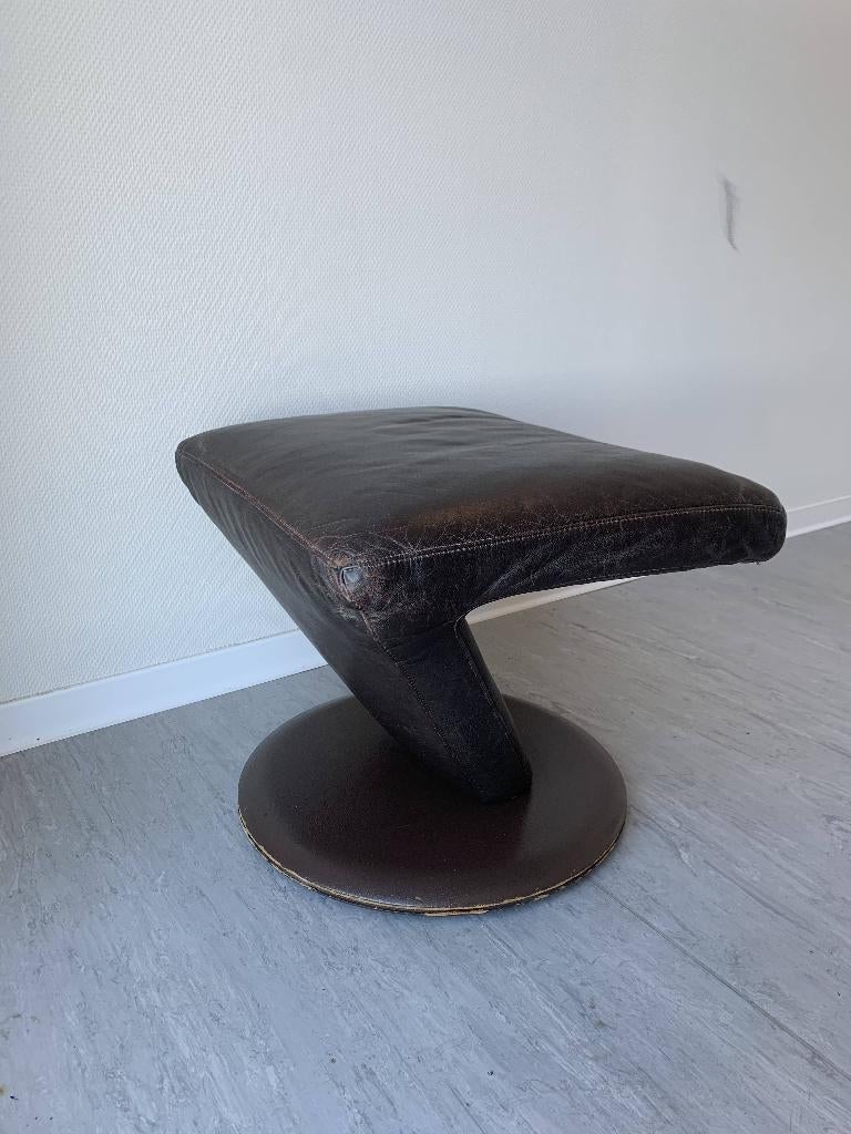 Leolux leren voetenbank / hocker – origineel label & serienr, Ophalen, Minder dan 50 cm, Gebruikt, Mid century modern