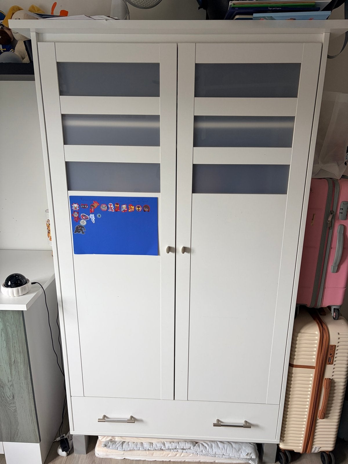 Witte kledingkast met lades en deuren, Ophalen, Gebruikt, 50 tot 100 cm, Met lade(s)