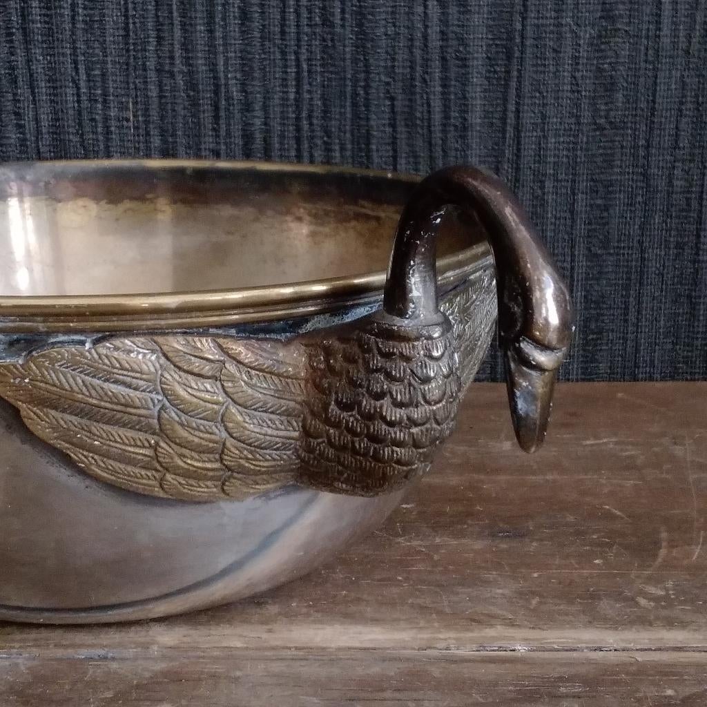 Prachtige silver plated schaal met zwanen, Verzenden