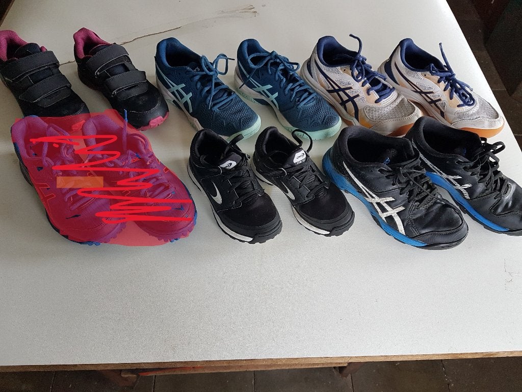 kinder hockey, tennis, wandel, gym schoenen, gedragen.7 paar, Ophalen of Verzenden, Zo goed als nieuw, Jongen of Meisje, Sportschoenen