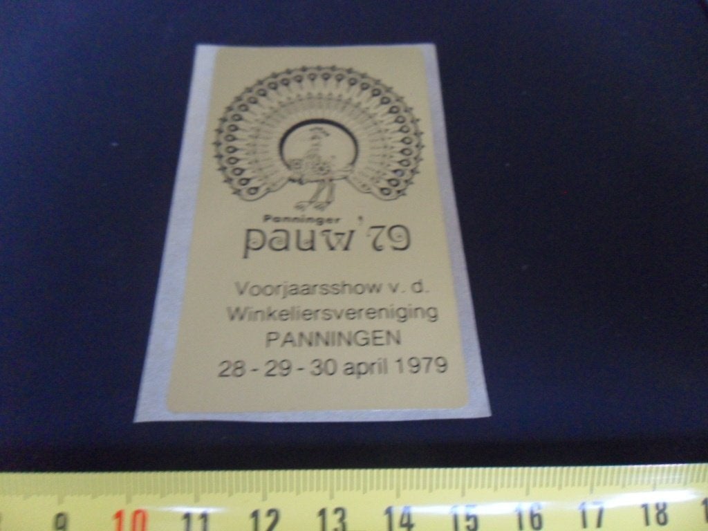 sticker folie panningen winkeliersvereniging 1979 PAUW, Ophalen of Verzenden, Zo goed als nieuw