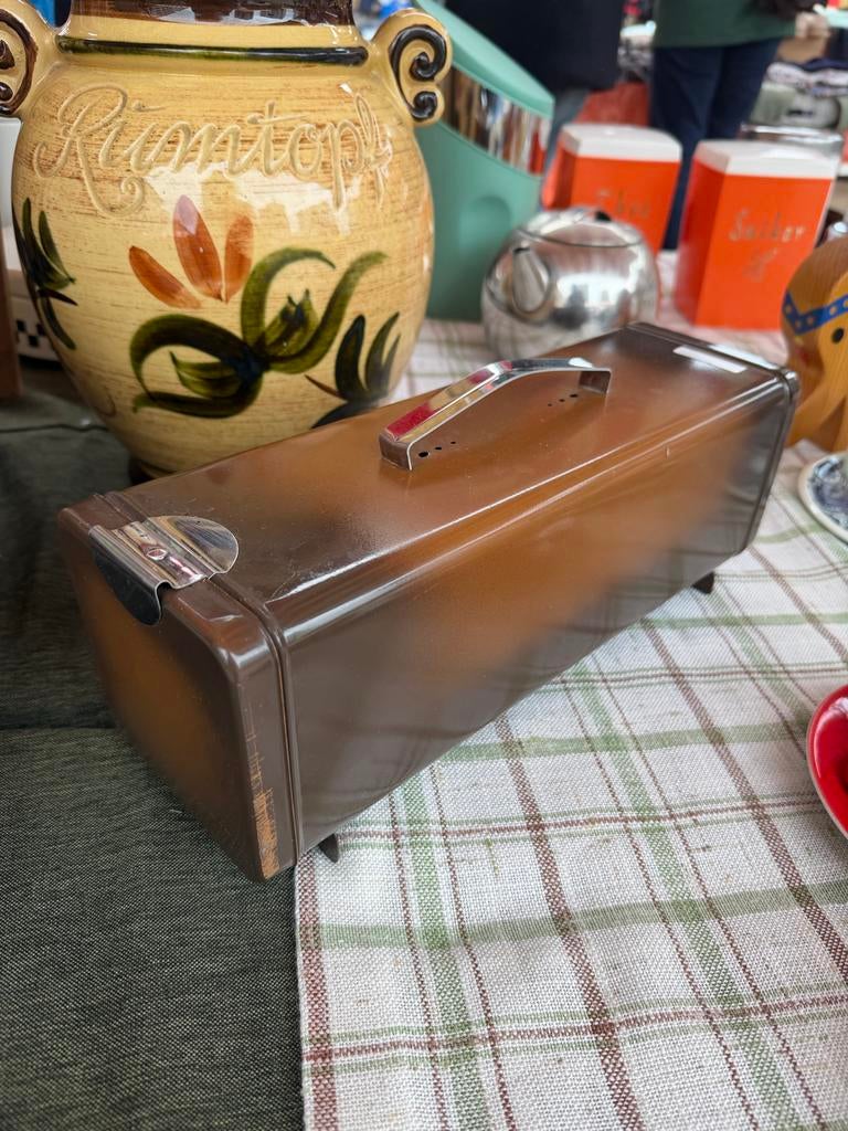 Vintage Brabantia Peperkoekblik / Ontbijtkoek Bus Bruin, Ophalen of Verzenden