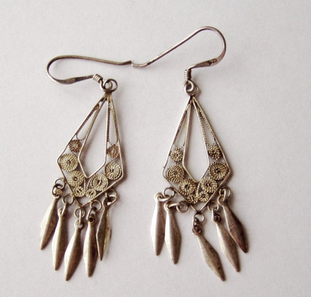 Prachtige 925 Zilveren Oorhangers Oorbellen, Ophalen, Hangers, Zo goed als nieuw, Zilver