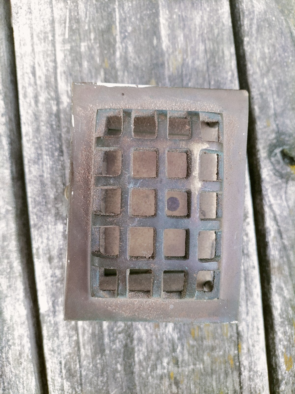 Antiek koper ventilatierooster met schuif, Ophalen