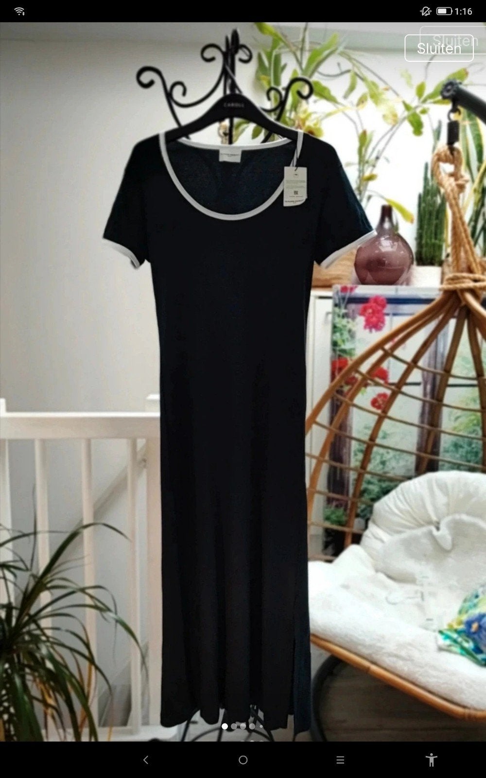 Claudie Pierlot katoenen Jurk  met Witte Details, Zwart, Claudie Pierlot, Nieuw, Ophalen of Verzenden