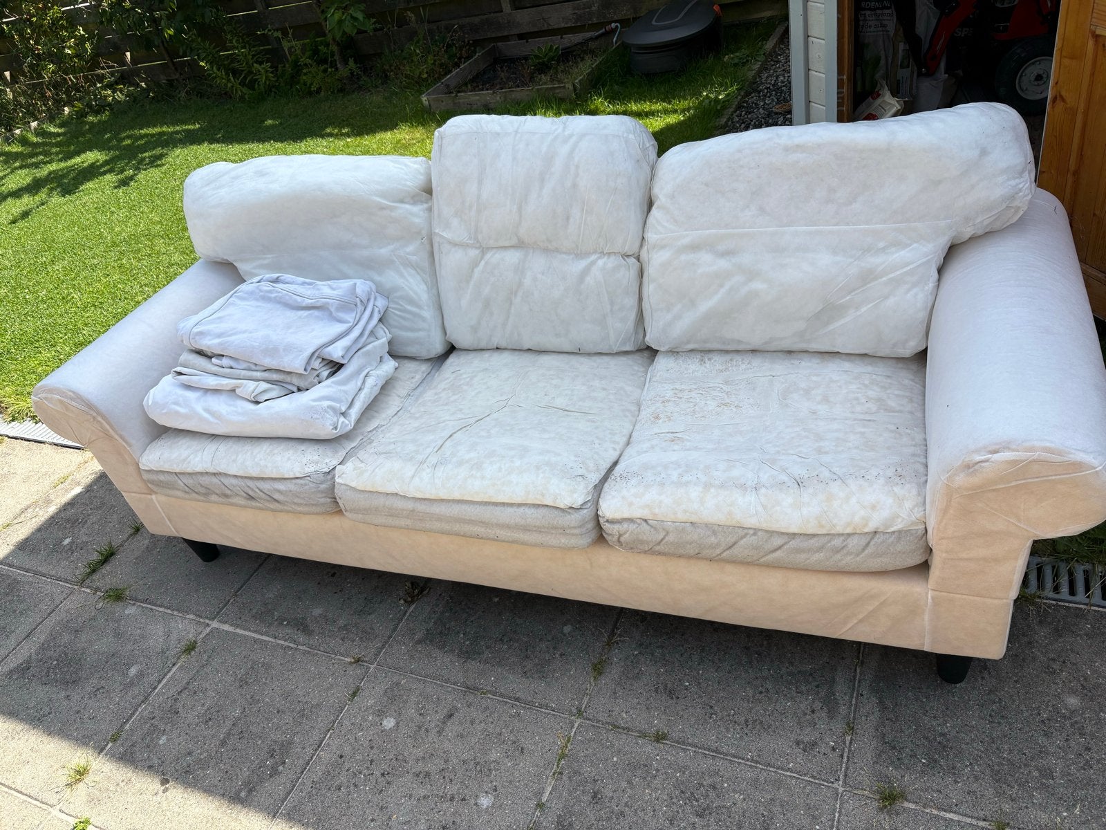 Gebruikte driepersoons rechte bank, Ophalen, Gebruikt, Driepersoons, 75 tot 100 cm