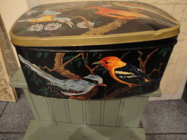 blik tropische vogels antiek, Ophalen of Verzenden