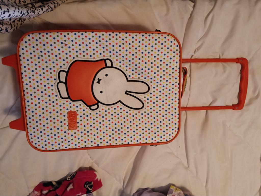Nijntje Kinderkoffer met Wieltjes - Oranje Stippen, Ophalen, 40 tot 60 cm, Gebruikt, Oranje