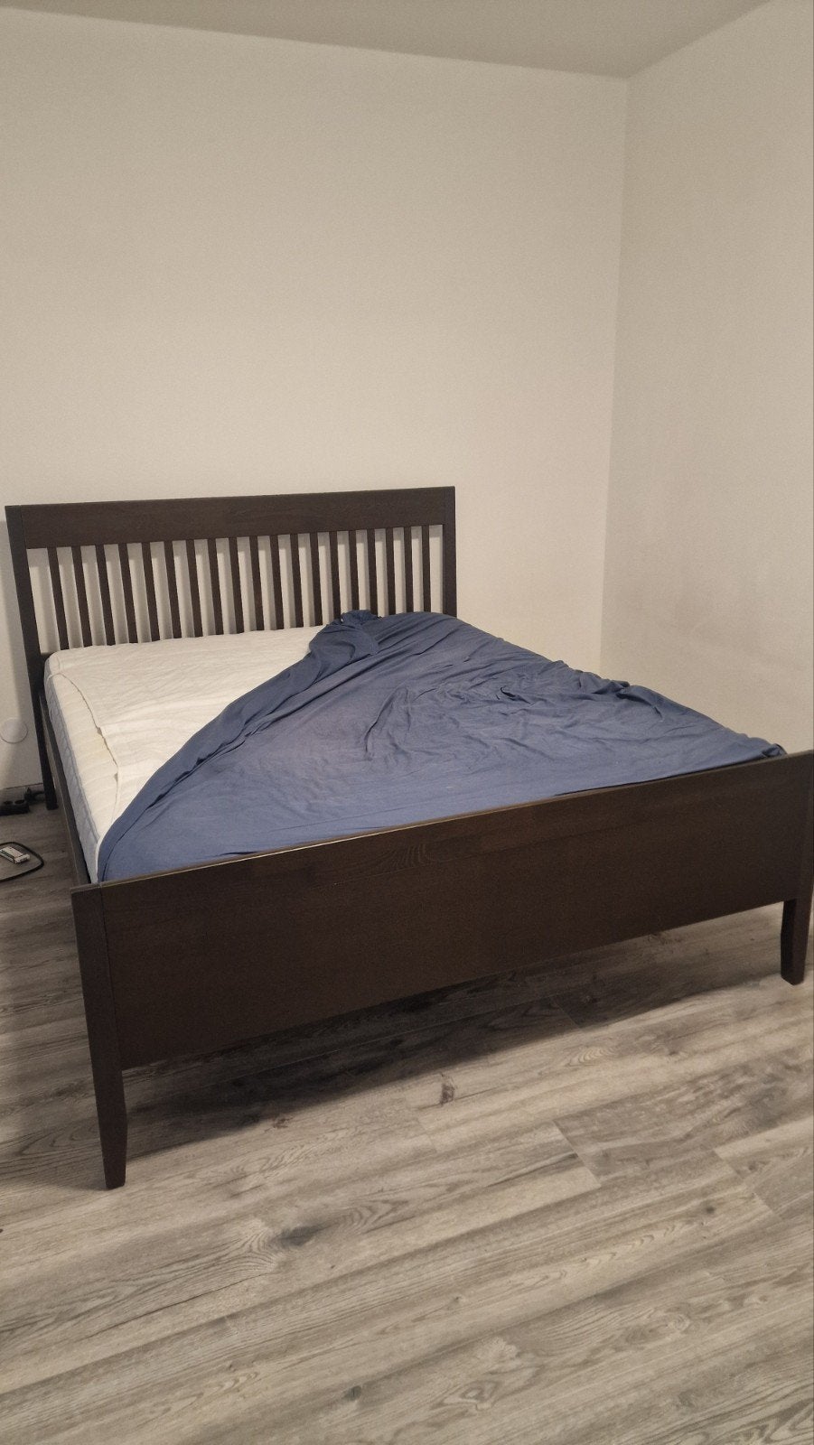 IKEA Idanas bedframe met matras en lattenbodem, Ophalen, Gebruikt, Zwart, Tweepersoons