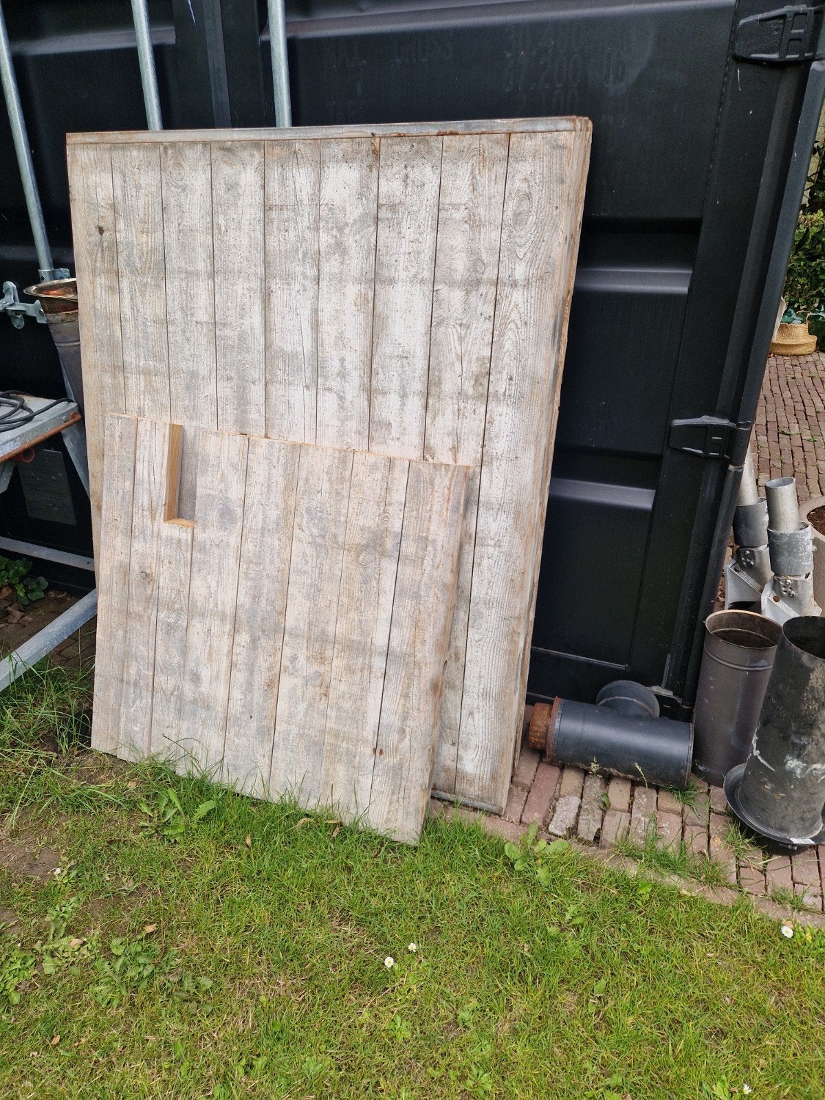 Steenschotten met metalen rand - Steigerhout look, Doe-het-zelf en Verbouw, Hout en Planken, Ophalen, Gebruikt, 25 tot 50 mm, Plank