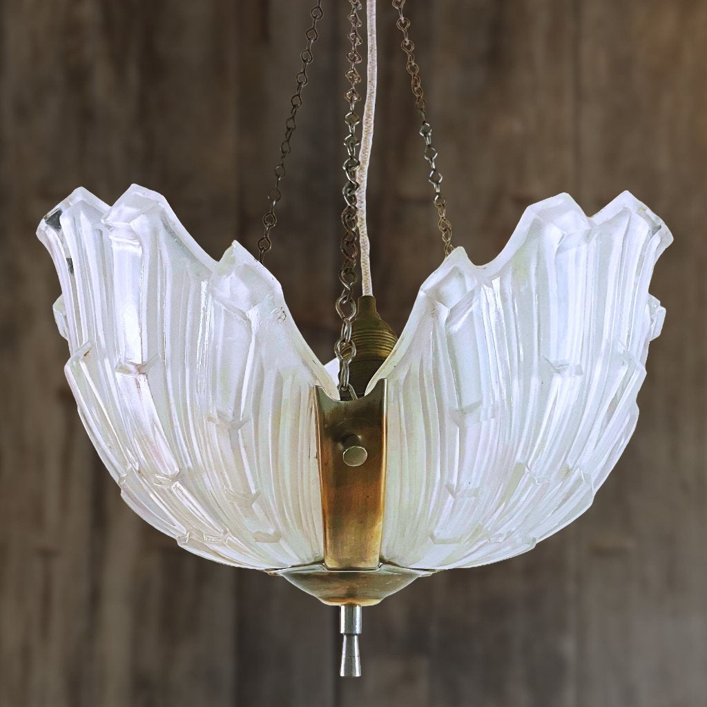 Antieke schaallamp Art Deco Schelp, Ophalen of Verzenden