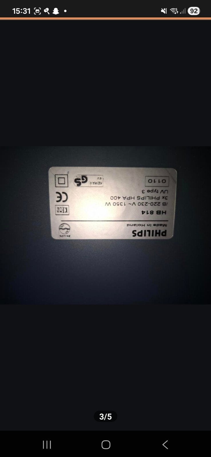 Philips HB 814 Enkelzijdige Zonnebank - Z.G.A.N. Lampen, Ophalen