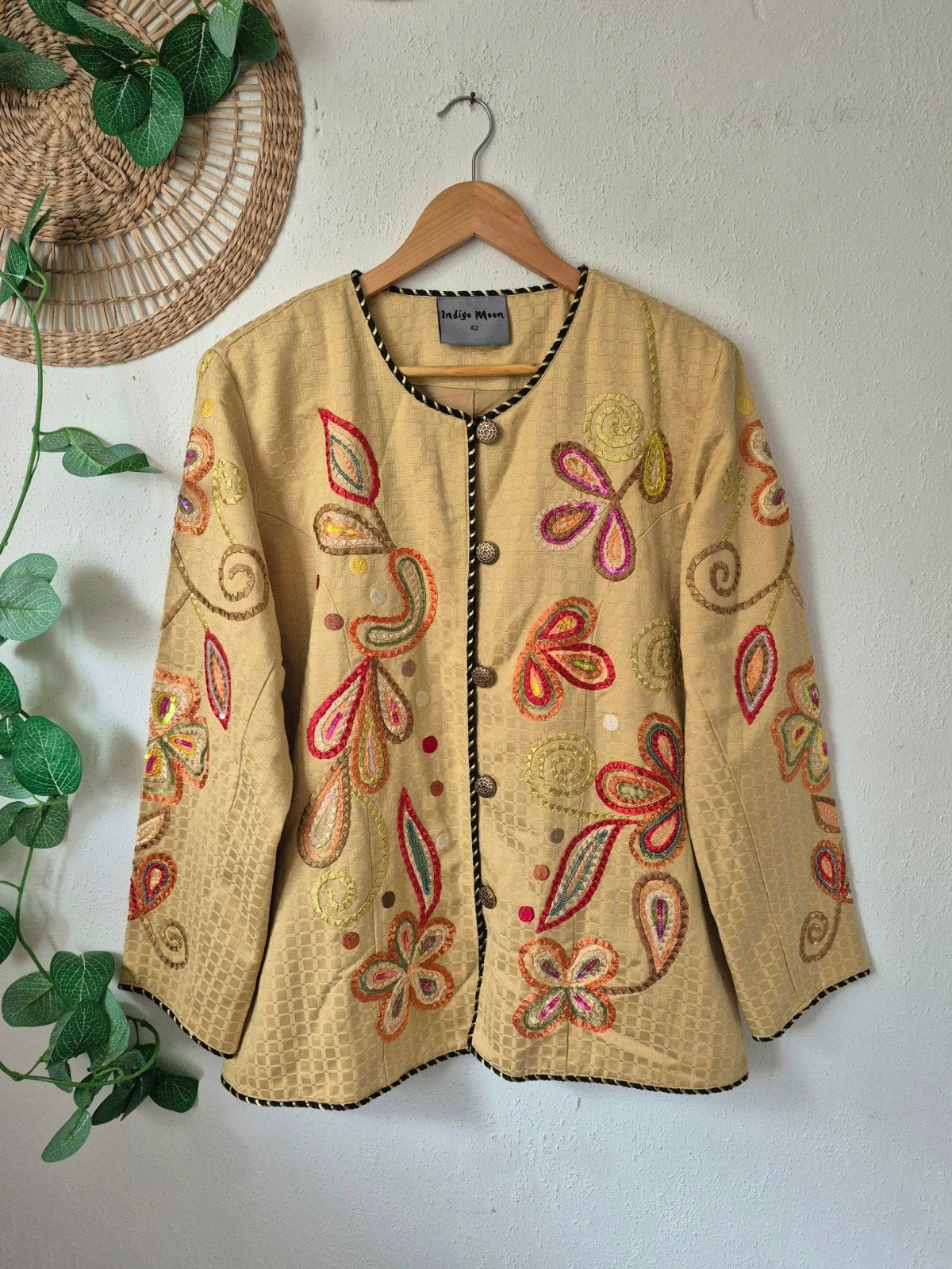 Vintage geborduurde Indigo Moon boho blazer XL, Indigo Moon, Maat 46/48 (XL) of groter, Ophalen of Verzenden, Zo goed als nieuw