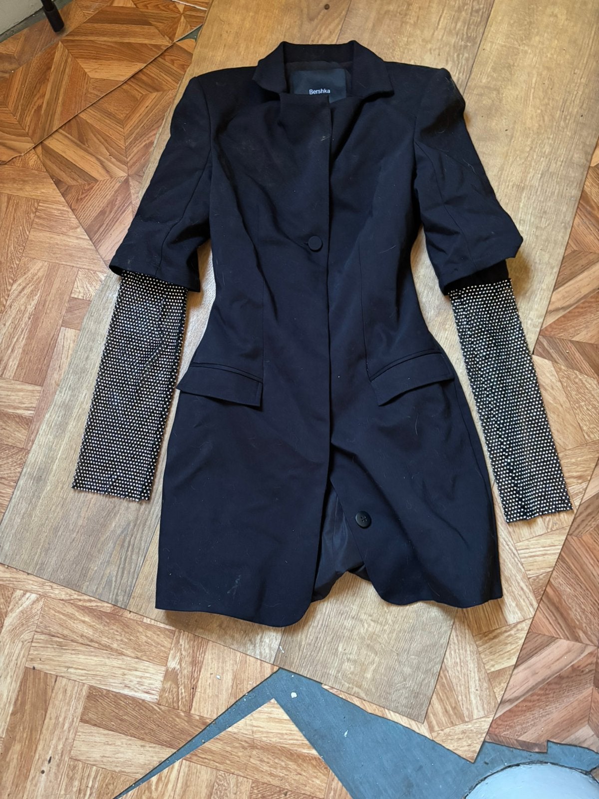 Bershka zwart jasje met strass mouw, Ophalen of Verzenden, Zo goed als nieuw, Zwart