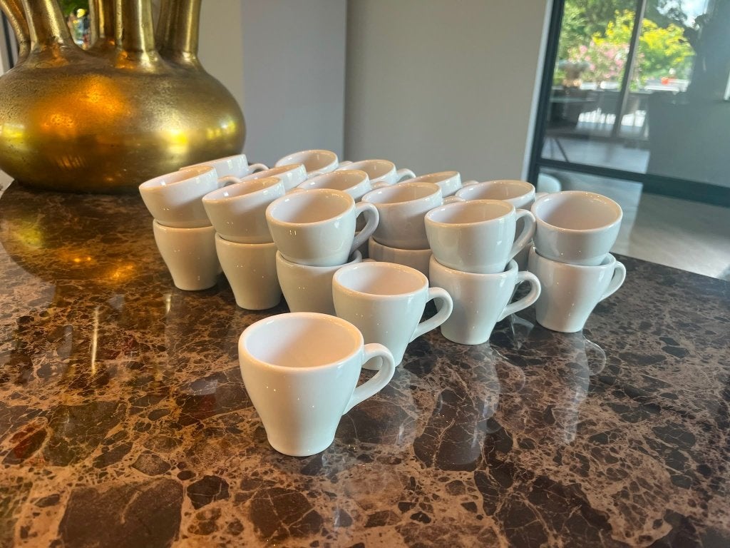 partij espresso kopjes servies, schotels, kopjes horeca, Ophalen, Porselein, Modern, Kop(pen) en/of Schotel(s)