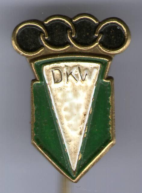 DKW groen/wit op koper auto speldje ( A_244 ), Verzenden, Zo goed als nieuw, Transport, Speldje of Pin