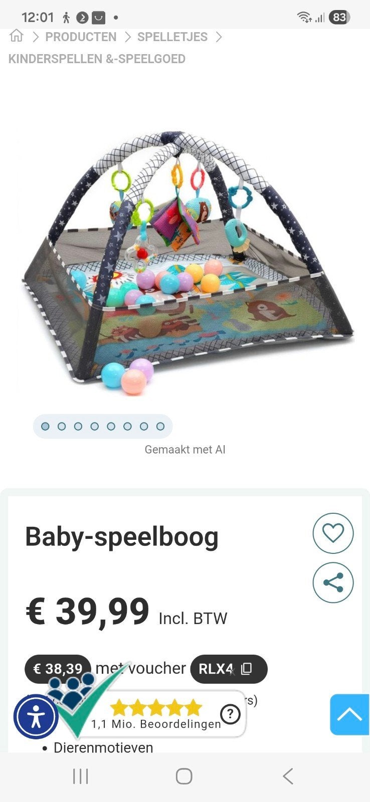 baby speelboog met ballen nieuw, Ophalen of Verzenden, Nieuw