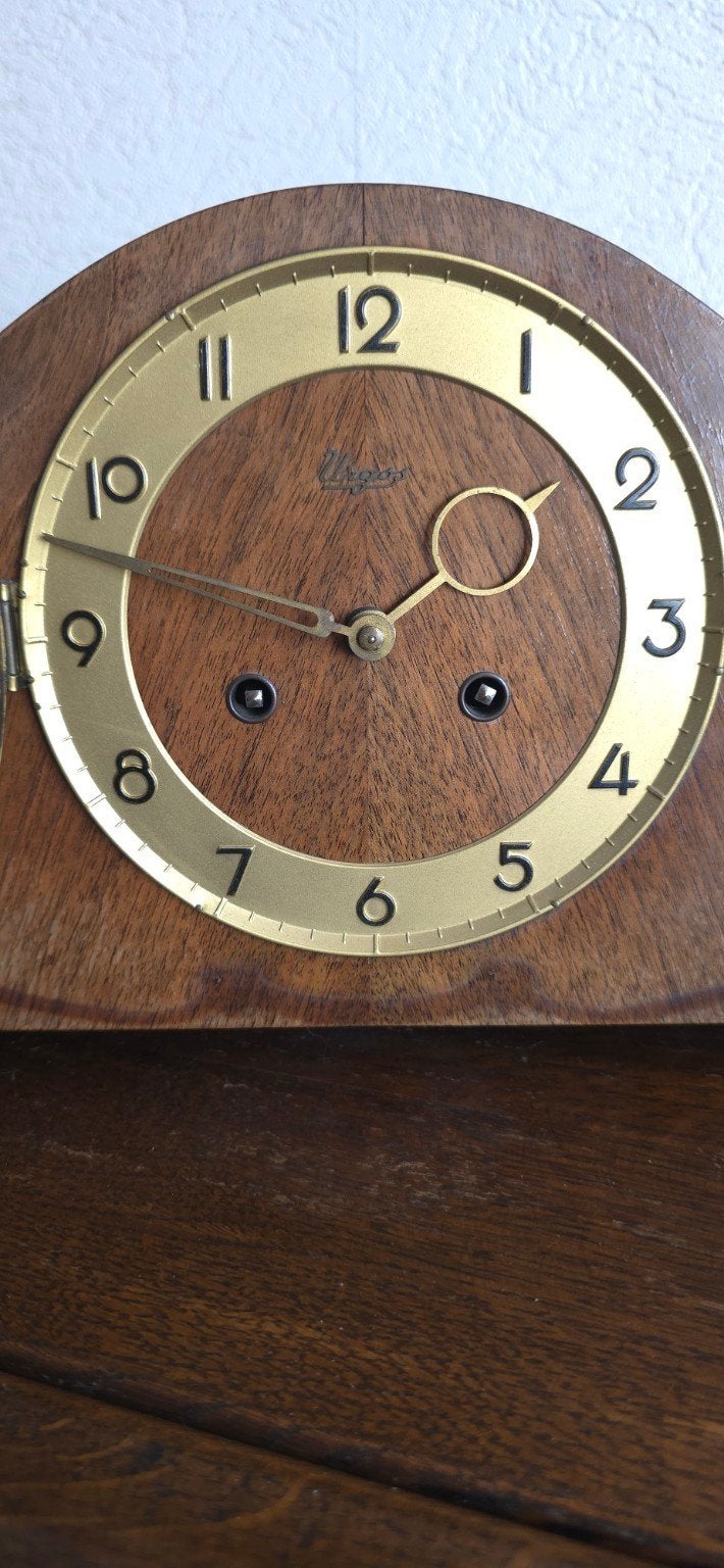 Werkende vintage Urgos schouwklok – mechanisch – hout, Antiek en Kunst, Antiek | Klokken, Ophalen